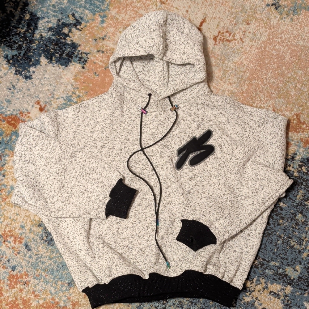 Bossi Streetwear Textured Knit Hoodie with Black and Gold Details